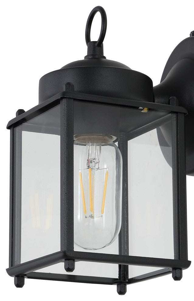 Boston 4.25" 1-Light Iron/Glass Outdoor LED Sconce, Black/Clear, Set of 2