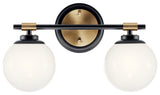 Benno 14.75" 2 Light Vanity With Opal Glass, Black and Champagne Bronze