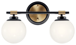 Benno 14.75" 2 Light Vanity With Opal Glass, Black and Champagne Bronze