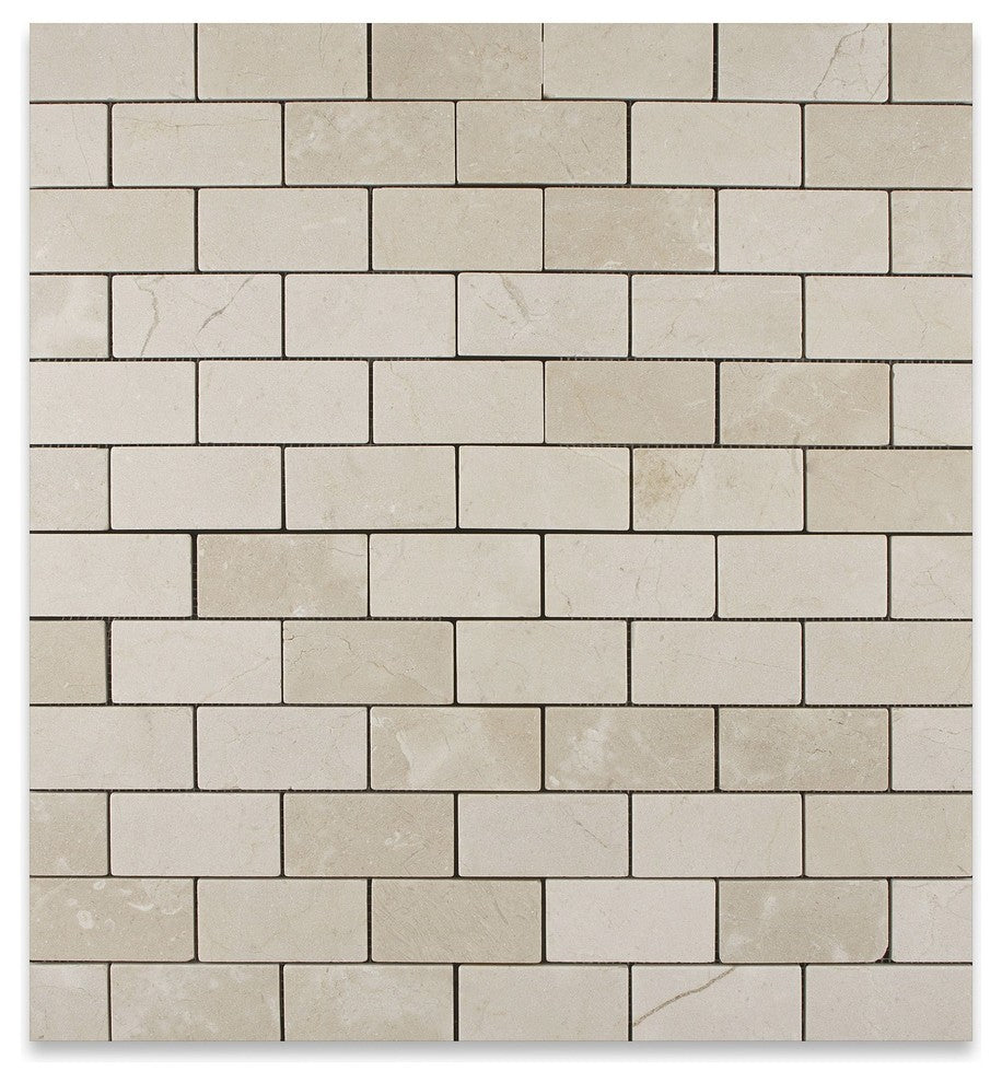 2 X 4 Crema Marfil Marble Tumbled Brick Mosaic Tile
