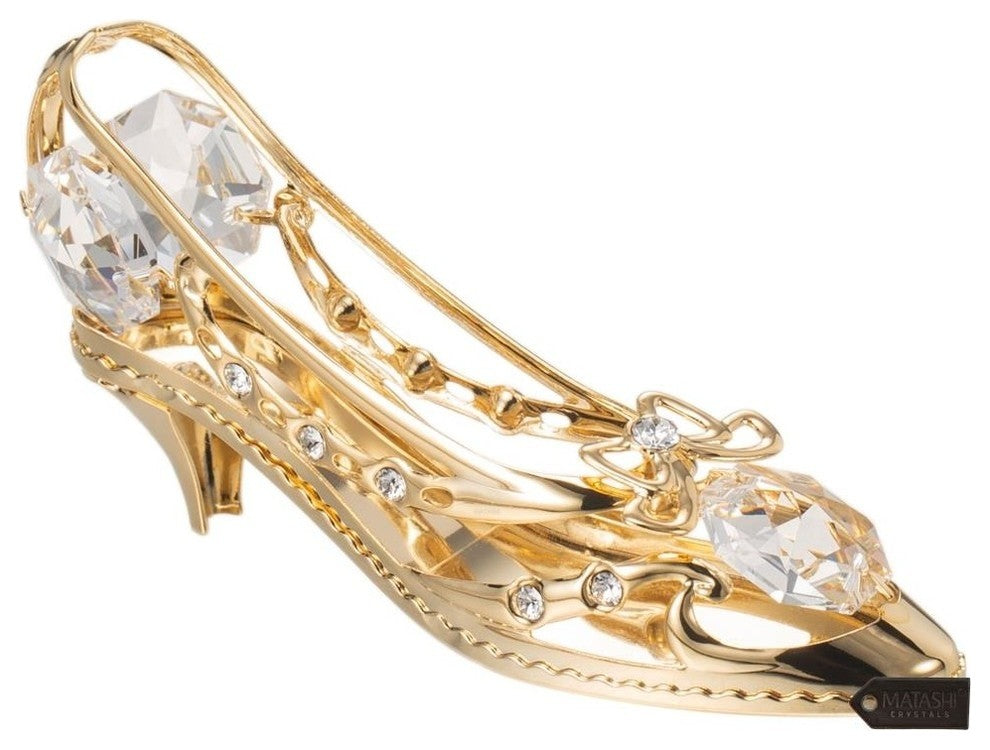 24K Gold Plated Crystal Studded Lady Shoe Ornament