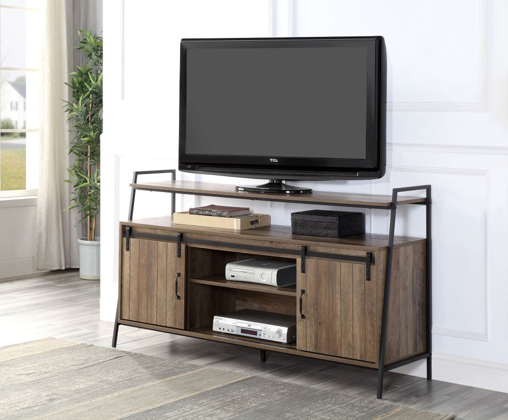 ACME Rashawn TV Stand, Rustic Oak and Black