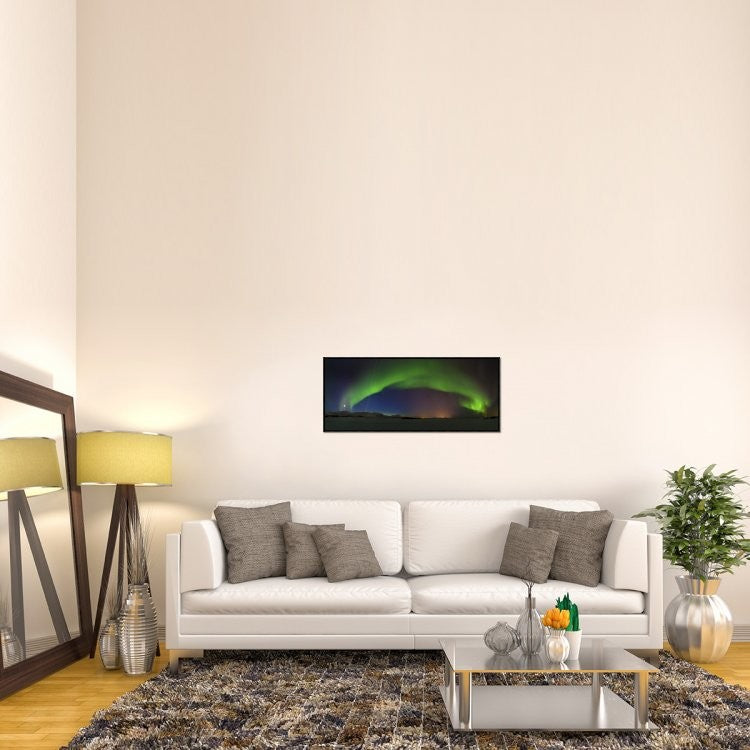 "Northern Lights" Framed Canvas Giclee by Roy Samuelsen, 41x17"