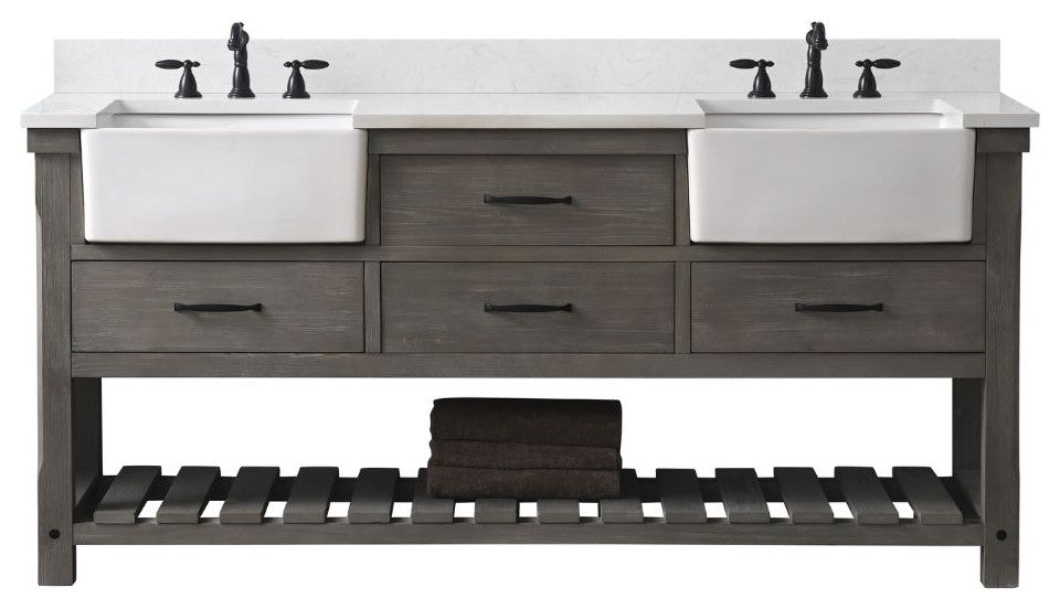 Wesley 72" Bathroom Vanity, Weathered Gray