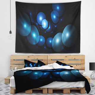 Bright Blue 3D Surreal Circles Abstract Wall Tapestry, 80"x68"