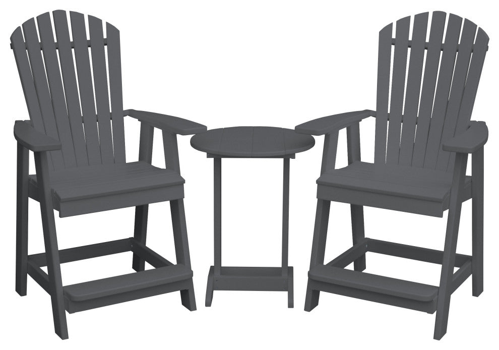 Poly Lumber Adirondack Chair with Arms, Dark Gray, Counter Height