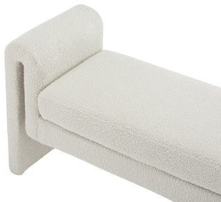 Stylus Boucle Fabric Upholstered Bench, Cream, 51" Wide