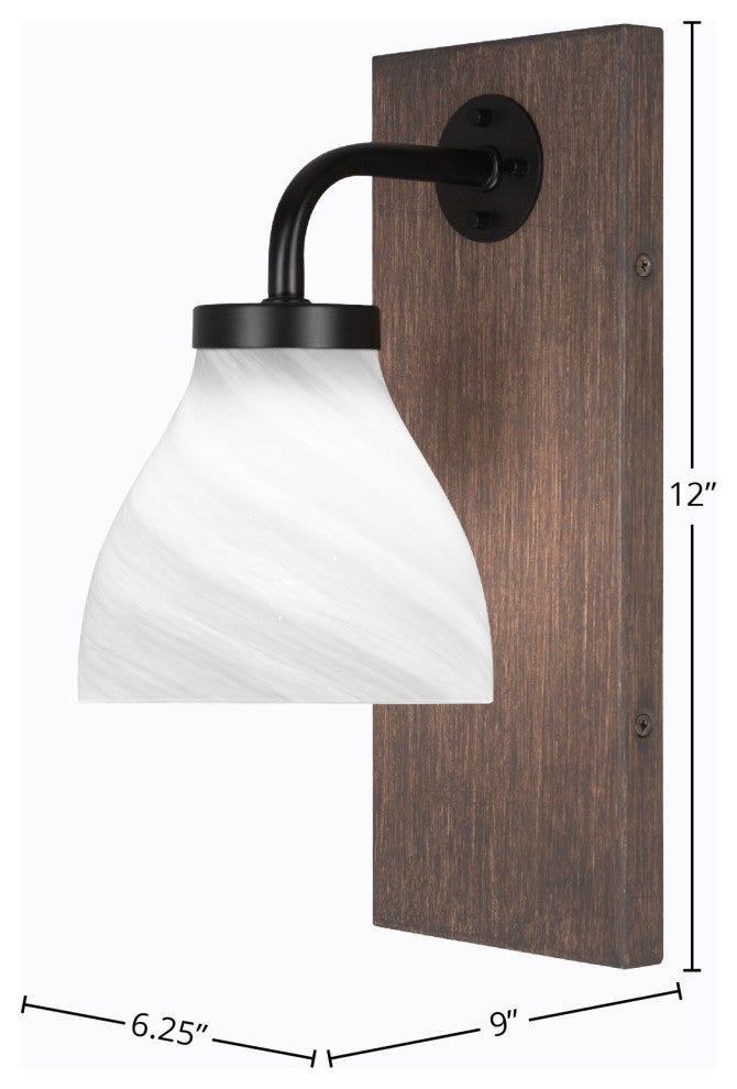 Oxbridge Wall Sconce, Matte Black & Painted Distressed Metal, 6.25" White Marble