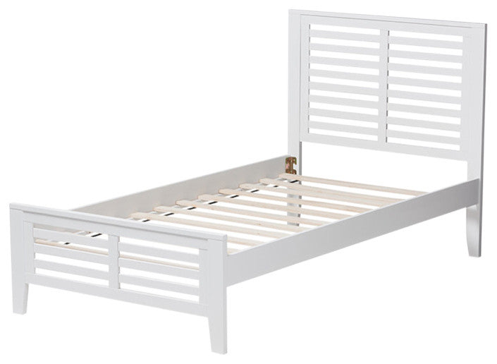 Sedona Modern Classic Mission Style White Wood Platform Bed, Twin