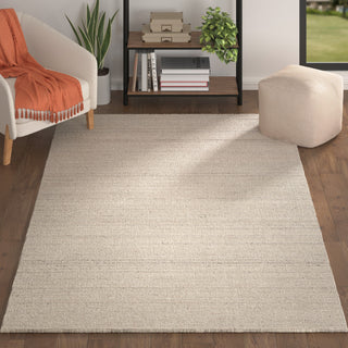 Zane Ivory Industrial Solid Handwoven Wool/Cotton Indoor Area Rug