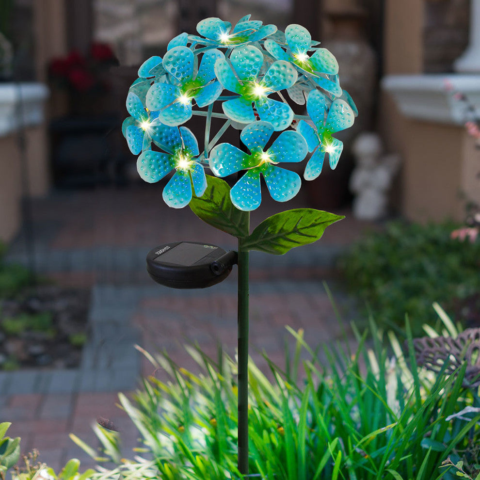 Solar LED Metal Flower Stake Lights, Blue