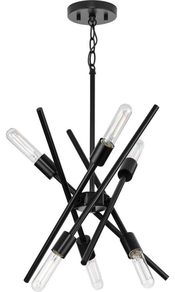 Astra Collection Six-Light 22" Matte Black Modern Chandelier