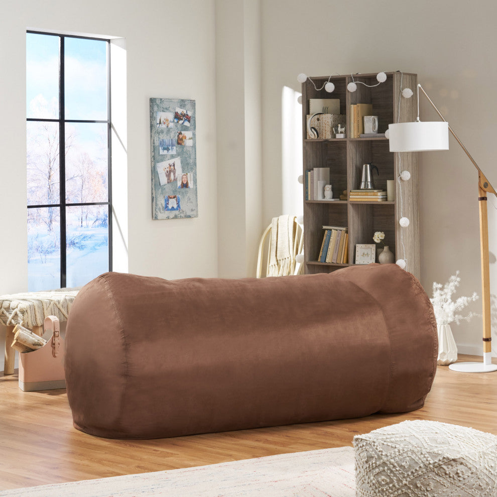 Wanda Traditional 8 Foot Suede Bean Bag, Cover Only, French Roast Brown