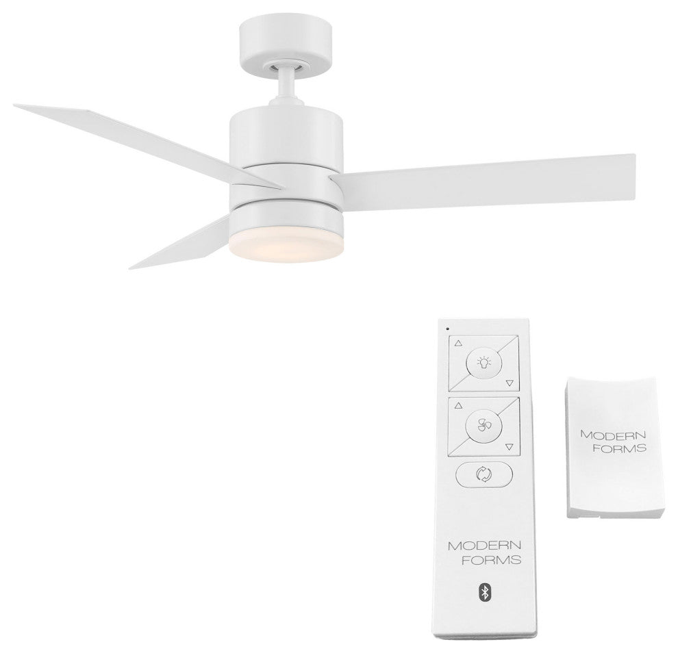 Axis 3-Blade Smart Ceiling Fan 44" Matte White, 2700K LED Kit