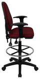 Mid-Back Burgundy Fabric Multifunction Drafting Chair