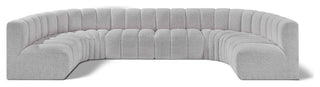 Arc Boucle Fabric Upholstered 8-Pc. U-Shaped Modular Sectional, Grey