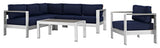 Shore 5-Piece Outdoor Aluminum Sectional Sofa Set, Silver Navy