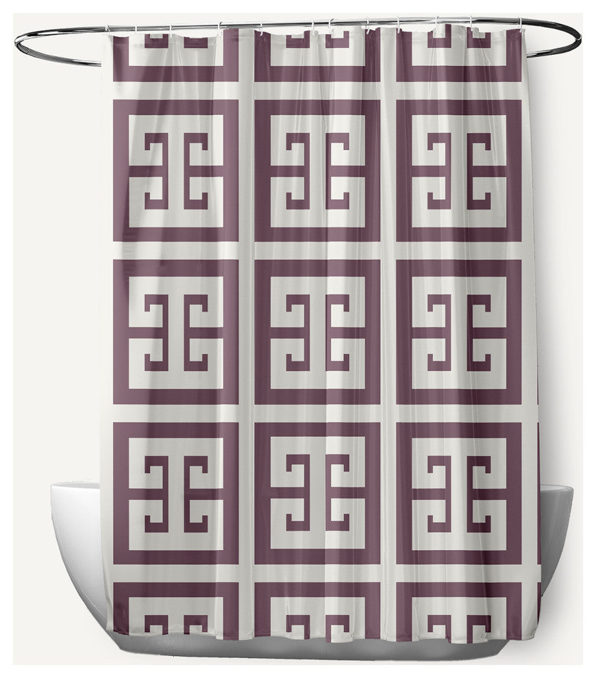 Greek Key Patterned Dusty Purple 70" w x 73" h Shower Curtain