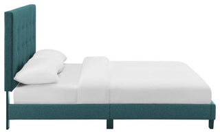 Melanie Queen Tufted Button Upholstered Fabric Platform Bed
