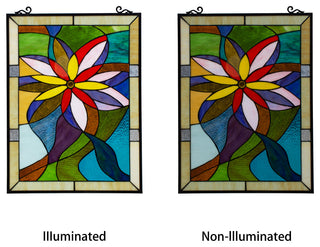 Chloe Lighting Colorful Daisy Tiffany-Style Floral Window Panel 24" Height