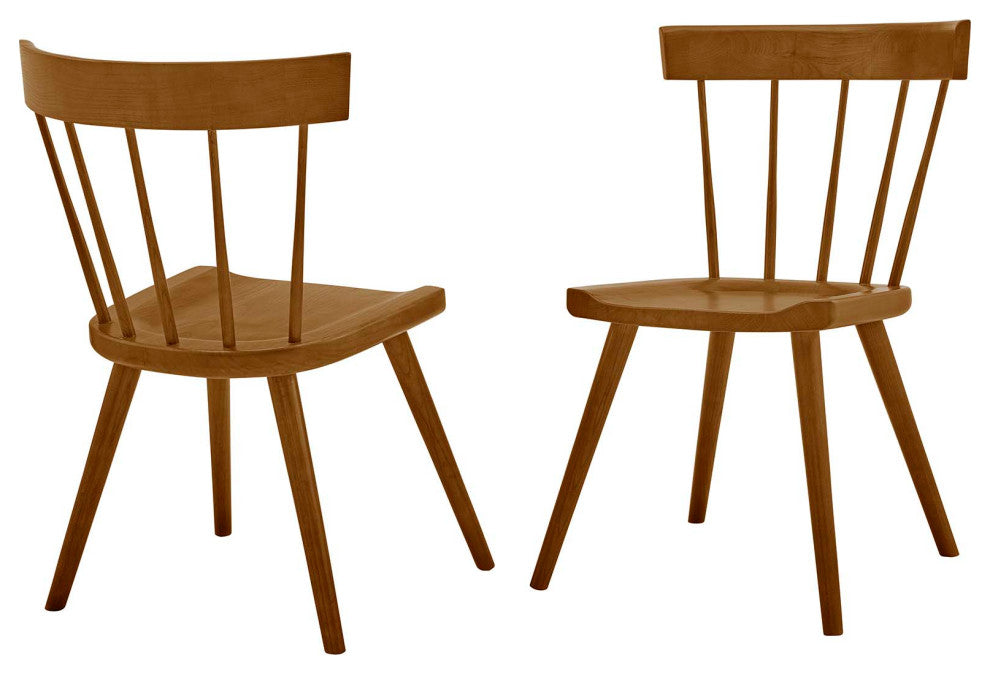 Side Dining Chair, Set of 2, Walnut, Wood, Modern, Cafe Bistro Hospitality