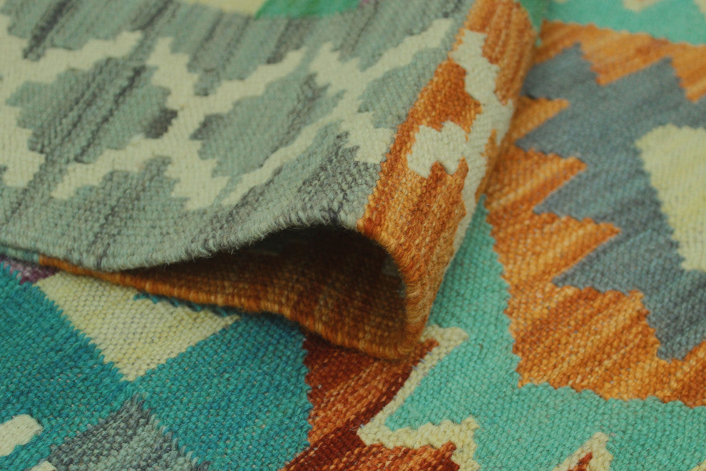 Sangat Kilim Art Gray/Rust Runner, 2'7x8'0