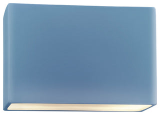 Ambiance Really Big Wide Rectangle Wall Sconce, Closed Top, Sky Blue, LED