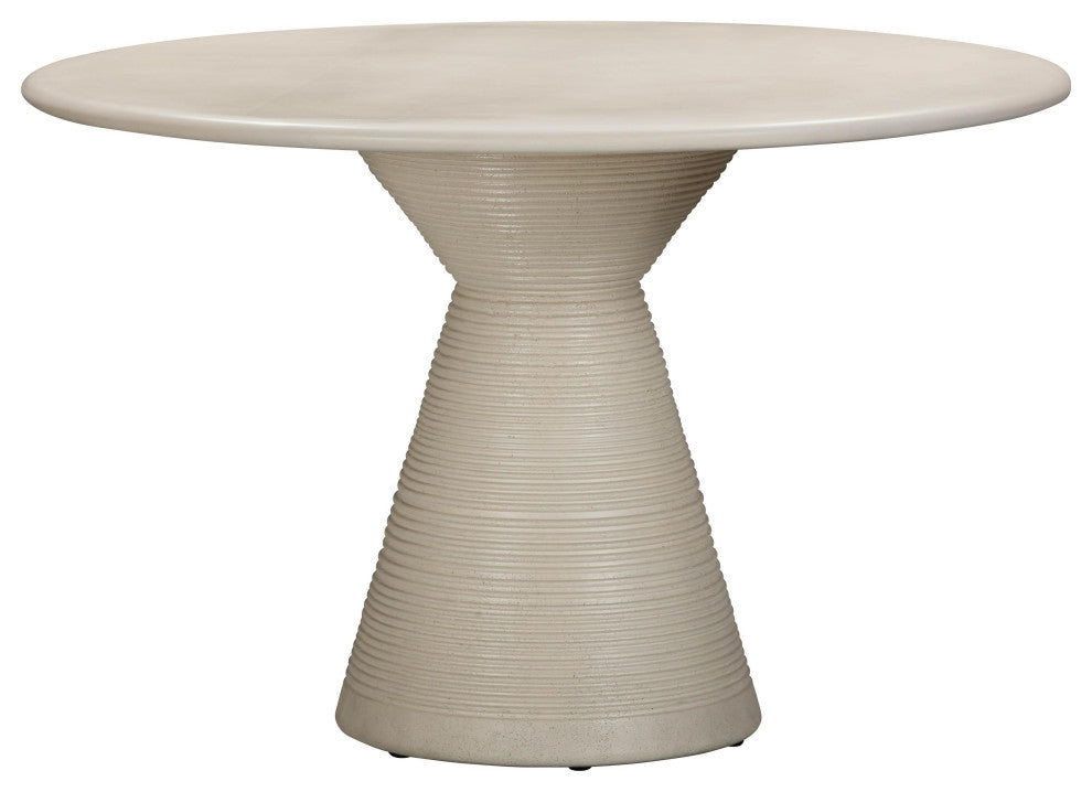 Fern Beige Textured Faux Plaster Concrete Indoor/Outdoor Round Dining Table