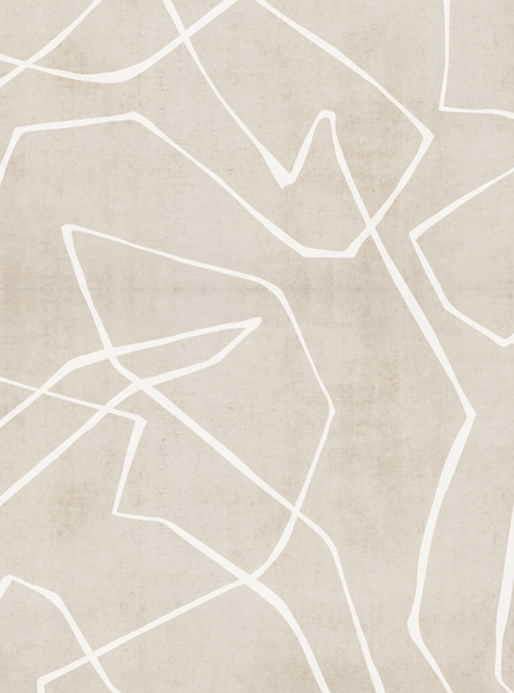 Entangled Lines Textured Look Background Peel and Stick Vinyl Wallpaper, Beige, 24"x108"