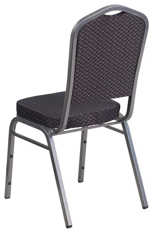 Hercules Series Crown Back Stacking Chair-Black Patterned Fabric