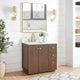 Oza Bath Vanity with Quartz Stone Top, Aged Dark Brown Oak, 36", Single Vanity, No Mirror