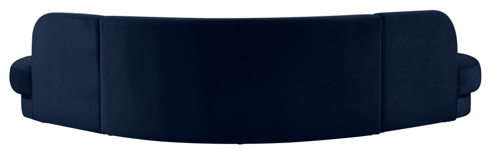 Rosa Velvet Upholstered 3-Piece Sectional, Navy