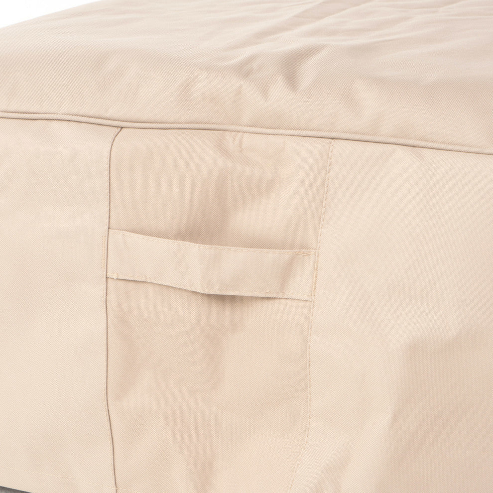 GDF Studio Solana Outdoor Beige Waterproof Fabric Lounge Set Cover, Set of 2