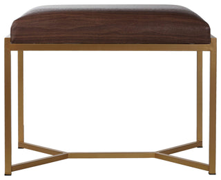 Cortesi Home Lashe Ottoman, Brushed Gold Legs