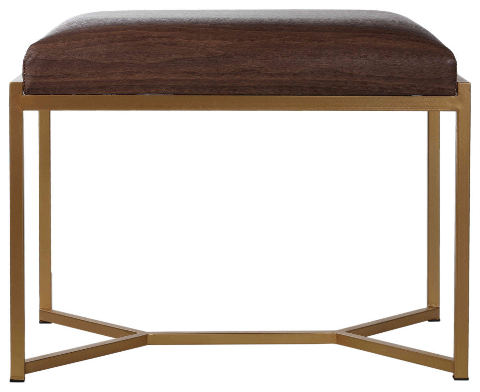 Cortesi Home Lashe Ottoman, Brushed Gold Legs