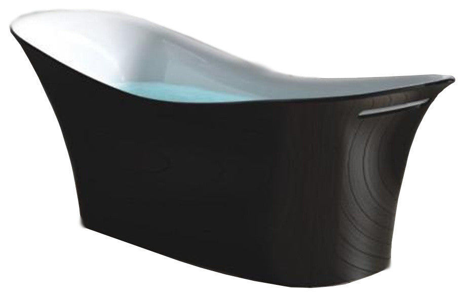 ADM Slippered Freestanding Bathtub, Glossy Black/White, 74.4"