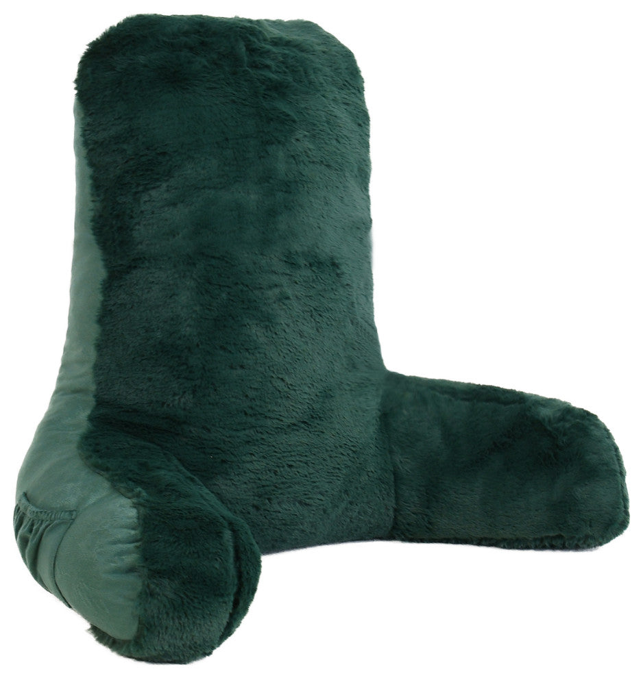 Faux Fur Bedrest Shell, Dark Green, 28"x30" X17"