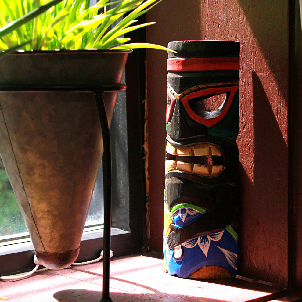 Set of 5 Polynesian Style Wooden Tiki Masks 10 in.