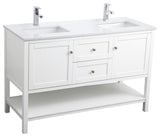 54" Double Bathroom Vanity, White