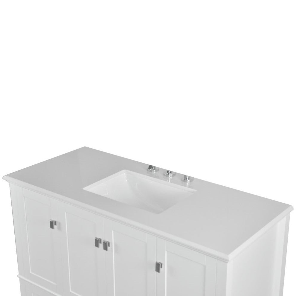 49" Single Vanity, White With Engineered Stone Top