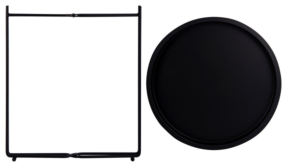 Functional Folding Tray Metal Coffee Table, 19"x18.5", Black