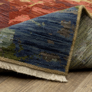 Saturn Abstract Horizons Beige/Multi Wool Blend Area Rug 2' x 3'