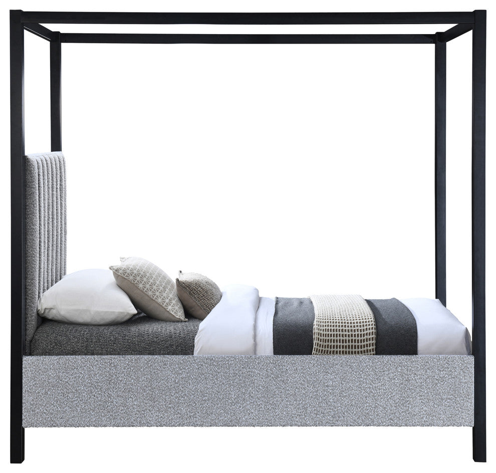 Kelly Boucle Fabric Upholstered Bed, Gray, Twin