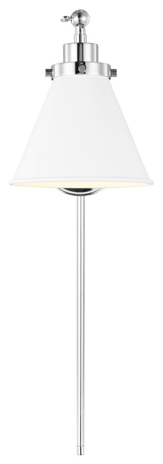 Wellfleet Single Arm Cone Task Sconce, Matte White and Polished Nickel