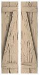 Rustic 2 Board Joined B-N-B Faux Wood Shutters, Pecky Cypress, 11x62"