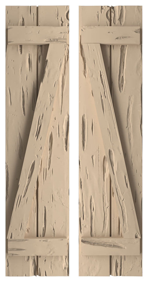 Rustic 2 Board Joined B-N-B Faux Wood Shutters, Pecky Cypress, 11x62"