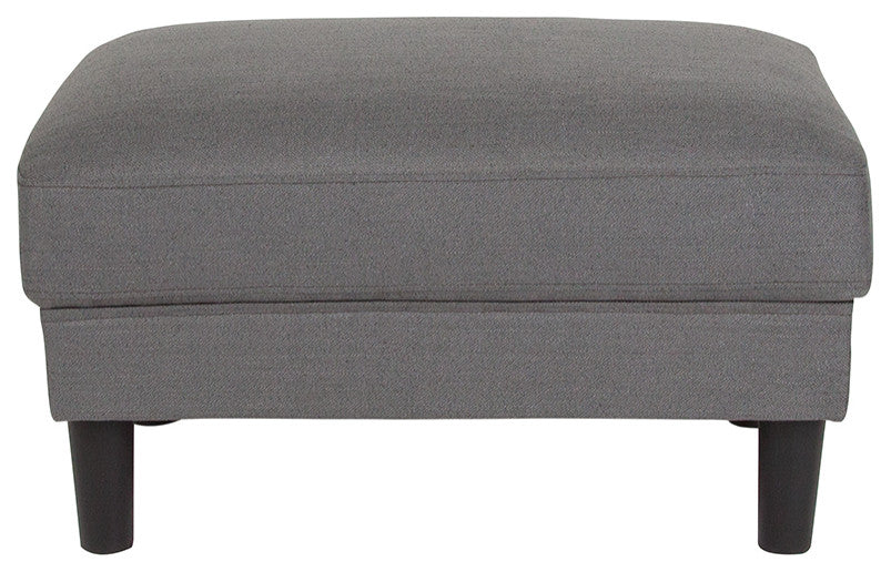 Bari Upholstered Ottoman In Dark Gray Fabric