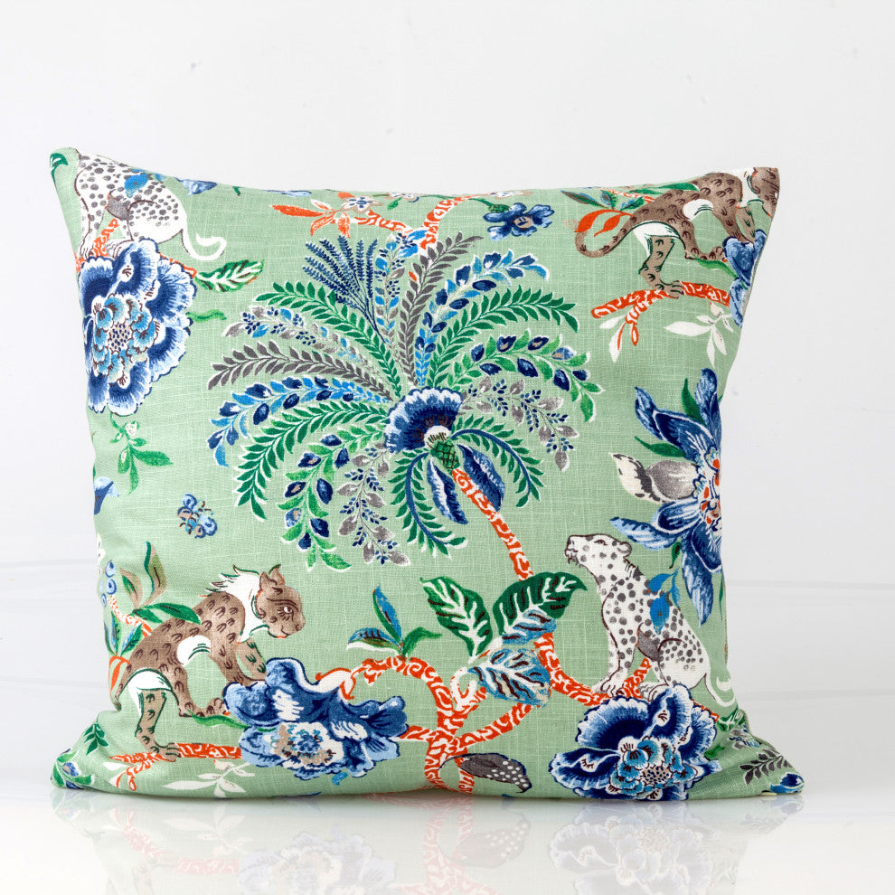 Green Chinoiserie Pillow Cover, Colonial Williamsburg Fabric, 18x18