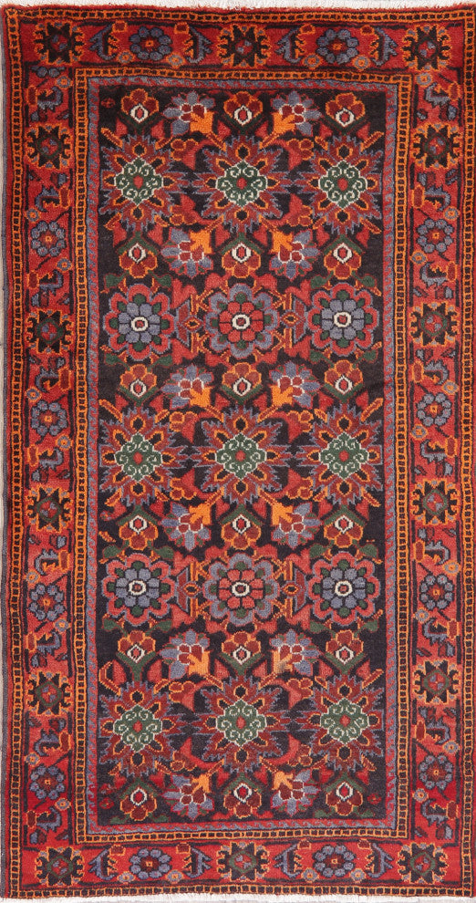 Consigned, Oriental Traditional Persian Vintage Area Rug Handmade, Black, 4x7
