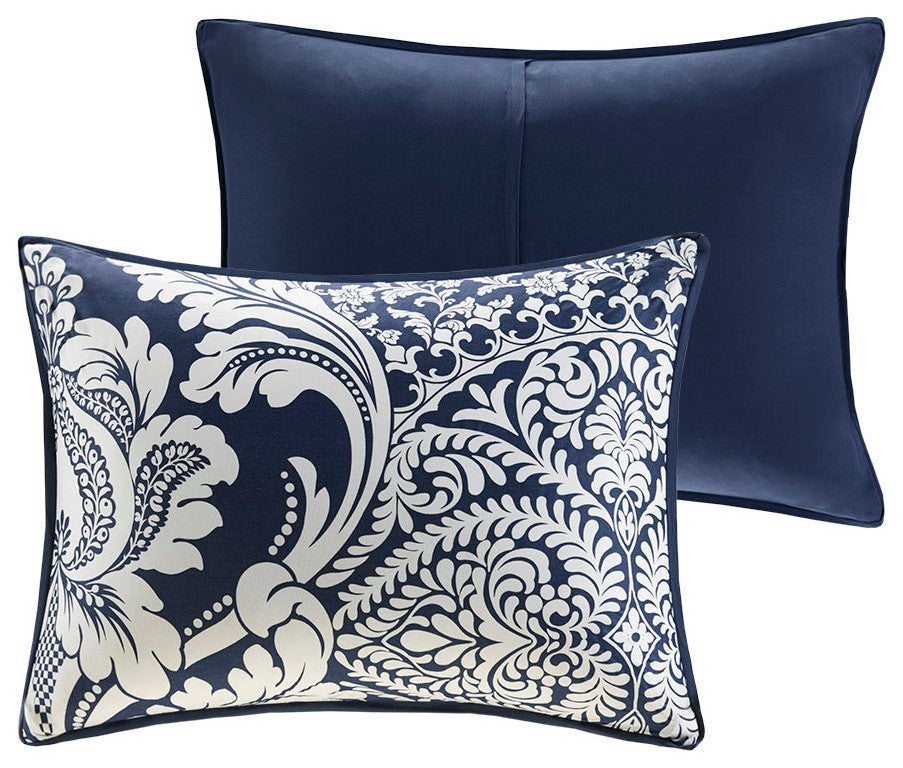 Madison Park Vienna 7 Piece Cotton Printed Comforter Set in Indigo